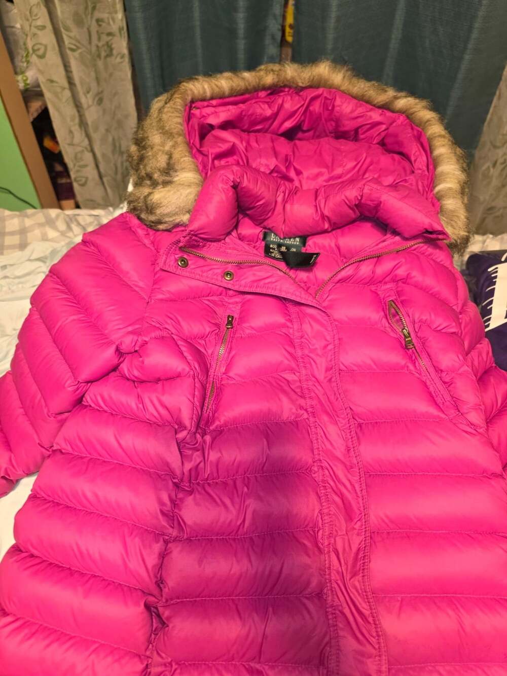 Ralph Lauren Pink Down Puffer Jacket  with Removable Hood